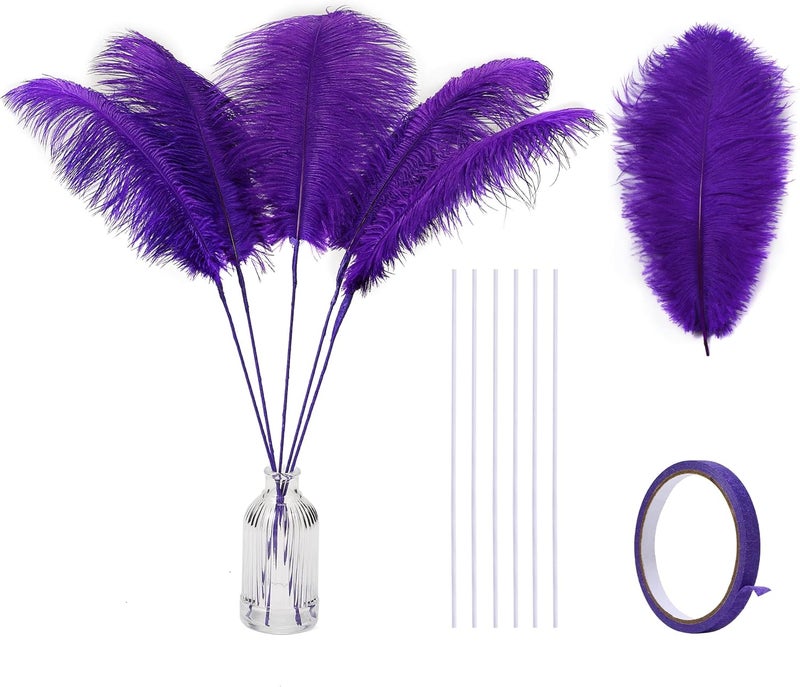 Holmgren Purple Large Ostrich Feather - 20pcs Making Kit 22 Inch Large Ostrich Feathersfor Crafts Floral Arrangement, Wedding Party Centerpieces Home Decorations (Purple) - Image 1
